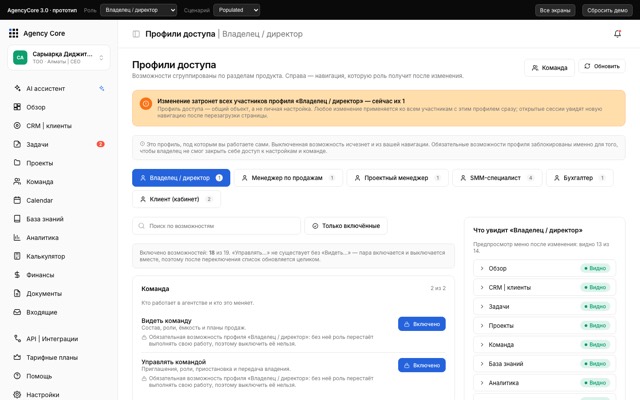 Профили доступа
